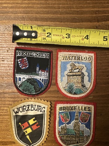 Lotto 4 toppe Lussemburgo Waterloo Wurzburg Brunelles Germania tessuto feltro rosso - Foto 12 di 12