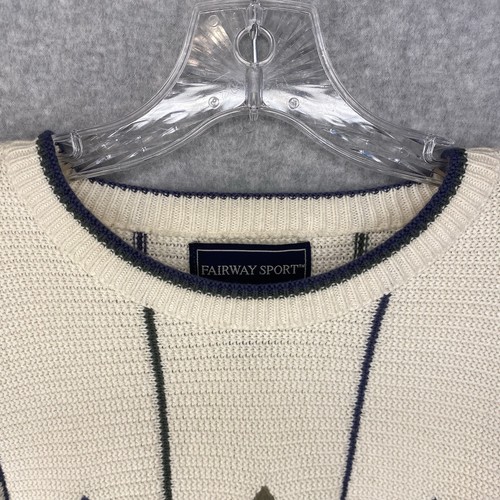 Fairway Sport Herren XL Creme Baumwolle Golf Pullover Bestickt Vintage 90er - Bild 8 von 10