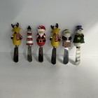 HOLIDAY CHEESE SPREADERS STAINLESS STEEL SNOWMAN TREE SANTA LOT OF 6 K