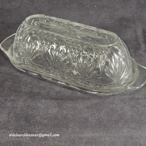 Vtg Cristal D’Arques Durand Antique Clear Glass Butter Dish USA Butterdish - Picture 1 of 10