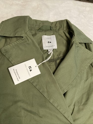 Gabardina corta Free Assembly para mujer XS verde sarga de algodón relajada CAJA nueva - Imagen 2 de 10