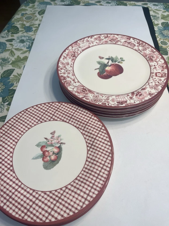 Pratos florais de melamina para jantar e salada de maçãs Pfaltzgraff Gingham 10 peças - Imagem 4 de 4