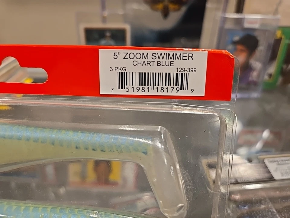 zoom 5" swimmer swimbait paddletail 3 per pack 129-399 chartreuse blue - Image 2 of 3