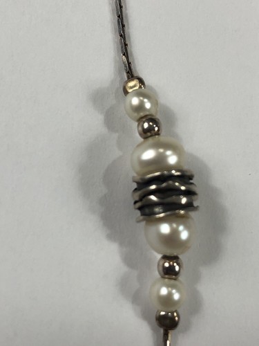 PZ PAZ Israel Necklace Sterling Silver Pearl Station - 36 in Length - Picture 14 of 14