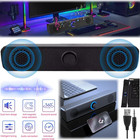 Black 3.5mm AUX Wired Soundbar Speaker w/Stereo Bass for Laptop Desktop Computer