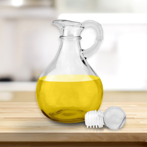 Glass Oil and Vinegar Cruets 2pc Set; 8oz Round Salad Dressing Dispenser Bottles - Picture 7 of 10