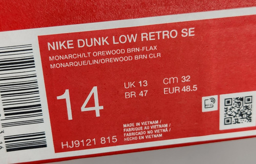 Nike Dunk Low Retro HJ9121-815 Monarch Orange Orewood Brown Men’s Size 14 Rare - Picture 9 of 9