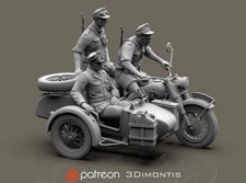 3d Model STL Format Digital File German Soldiers Moto Crew WW2