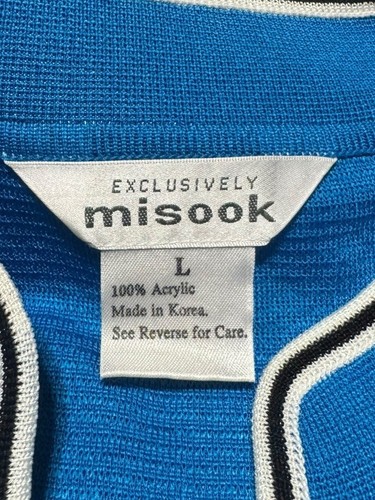 Exclusively Misook Designer Women’s Blue Gold Button Front Cardigan Size Large - Bild 3 von 7