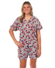 Disney Minnie Mouse Pajamas Women's Polka Dot Bow Notch Collar Sleep Set