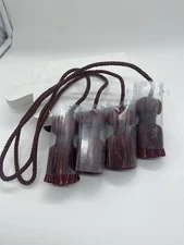 Vintage Burgundy Gold Tassels Tie Backs Pair Of 2 Curtain Tieback New