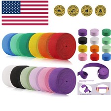 12 Rolls Colorful Elastic Band Folding Elastic Cord Heavy Duty Stretch Band K...