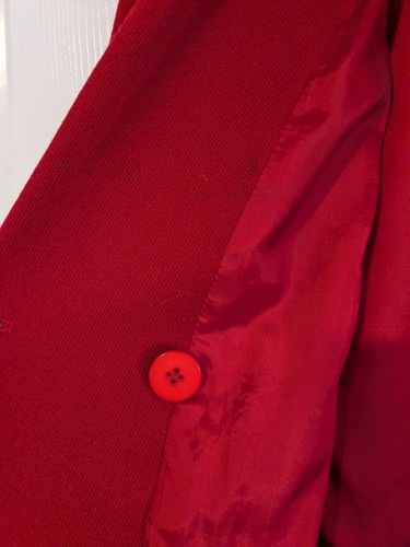 Ellen Tracy Linda Allard 100% Wool Double Breasted Sz 12 Red Coat Jacket Long  - Picture 17 of 17