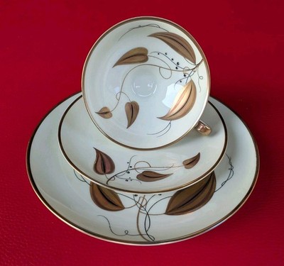 1949-1956 Alka Sammeltasse Sammelgedeck Goldblatt Kaffee Blätter Gedeck Set Tee