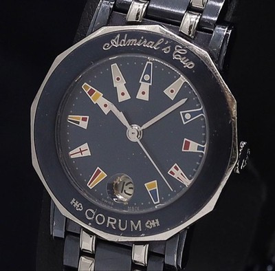 Corum Admiral's Cup Watch Black Octagonal Case Multi-Flag Dial