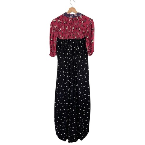 Free People Nora Floral Maxi Shirt Dress Small Black Red Boho Cottagecore 90s - Picture 7 of 15