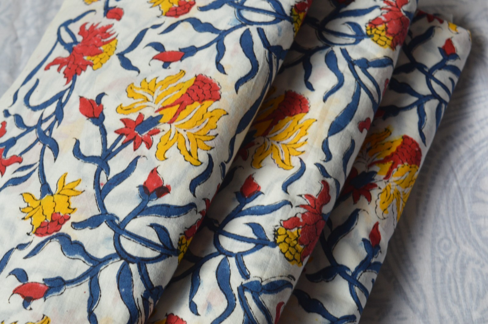 5 Yard Hand Block Floral Print 100%Cotton Fabric NO TARRIF CHARGES 100%✅ZK_180*