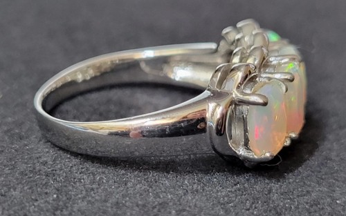 Stunny Natural Ethiopian Fire Opal Victorian Style 925 Silver Ring Size 9 0985 - Picture 3 of 10