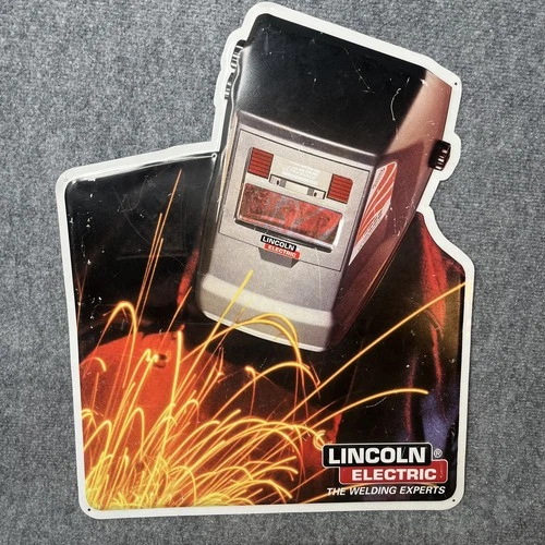 Vintage Lincoln Electric Welder Embossed Tin Metal Advertising Sign 20x16 Shop