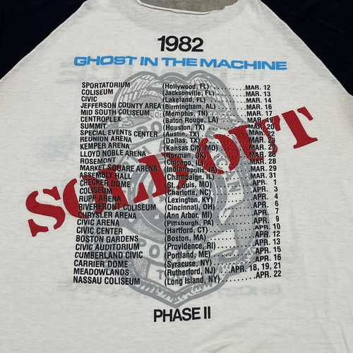 Vintage 80s The Police Ghost In the Machine 1982 Band Tee Raglan T Shirt Size XL - Picture 7 of 9