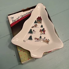 Vintage 80’s The Joy of Christmas Tree Shape Candy Serving Dish