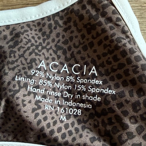 Acacia Free People Sadie Piped Ribbed Bikini Top Terry Cafe Size Medium Swim NEW - Picture 5 of 11