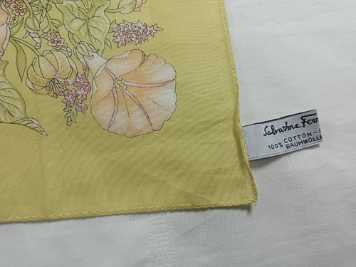 Salvatore Ferragamo Tags Cotton Scarf Scarves Headband Flower  Vintang  16"×16" - Picture 4 of 7