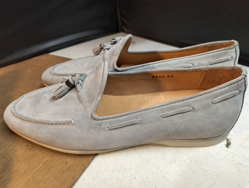 2 Pairs Vera Pelle Men's Suede Loafers Slip Ons, Size 45 Us (11-11.5) - Picture 2 of 13