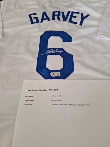 STEVE GARVEY AUTOGRAPHED CUSTOM LOS ANGELES DODGERS WHITE JERSEY COA BECKETT - Picture 10 of 15
