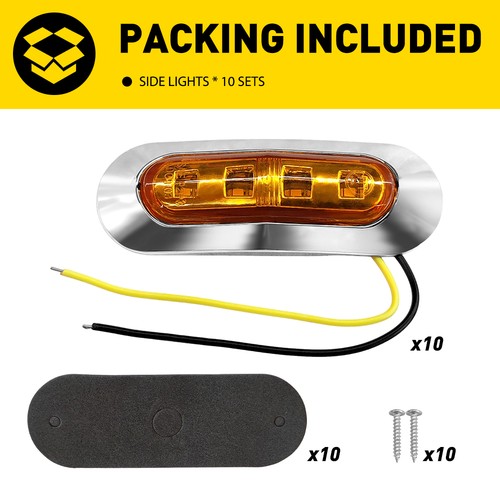 10/30x 12V 4 LED Side Clearance Marker Lights Truck Trailer Lamps White Chrome - Picture 55 of 271