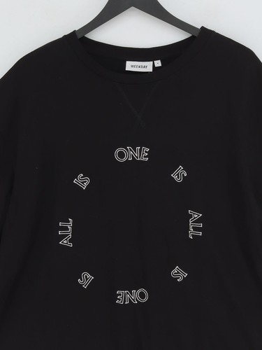 Weekday Damen T-Shirt M schwarz Grafik 100% Baumwolle Kurzarm Rundhals Basic - Bild 3 von 6
