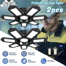 12000000LM LED Garage Light Super Bright Work Shop Ceiling Light Deformable Bulb