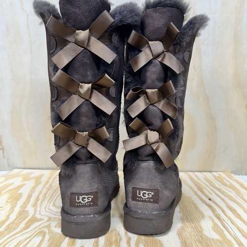 Ugg Tall Bow Brown Women’s Boots Sz 7 - Picture 4 of 6