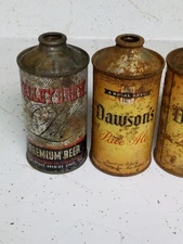 Cone Tops Lot Of 4 Beer Cans,Valley Brew, Weber, Dawson's Ales,Solid Cans.