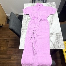 Universal Thread Pink Collared Jumpsuit Short Sleeve Drawstring Pockets Size 0