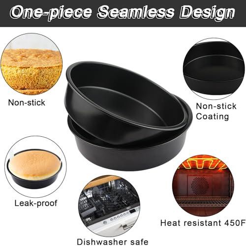 ArtCute 8 Zoll Runde Kuchenform 3er Set, Antihaft Backschicht Kuchenformen mit - Bild 5 von 12