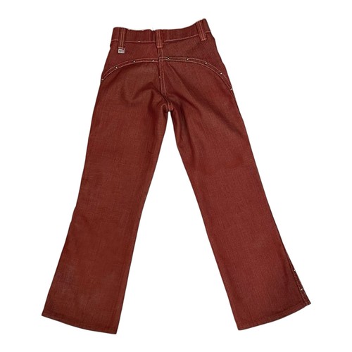 Vintage 1970s Sears Billy the Kid Boys Flare Pants Rust Brown Riveted Sz 6-8 - Picture 3 of 11