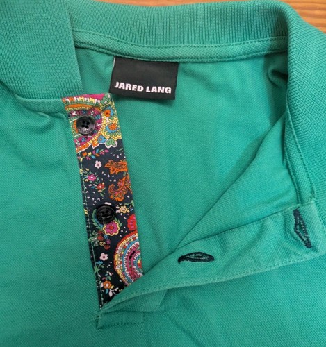 Jared Lang Poloshirt Erwachsene Herren Medium türkis/geblümt Baumwolle - Bild 3 von 6