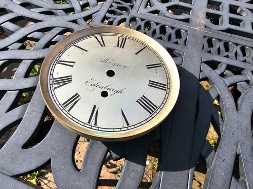 Antique QUALITY silvered 6" dial cast dial plate Bryson Edinburgh FUSEE ENGLISH - Picture 7 of 8