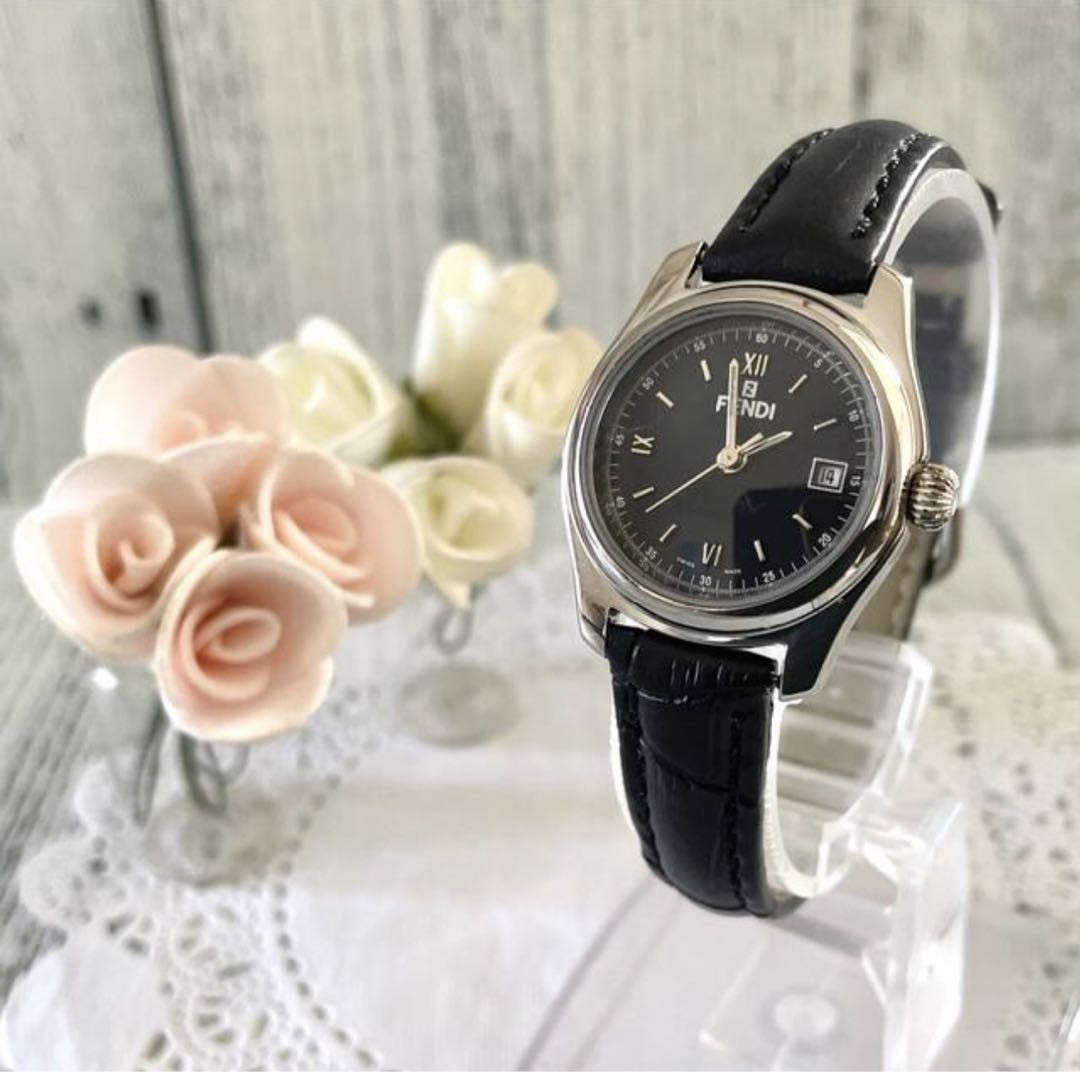 [良品]Fendi 210L Women's SS Silver Dial Fendi 210L Analog Quartz Women Works Ok Black Women'S Watch