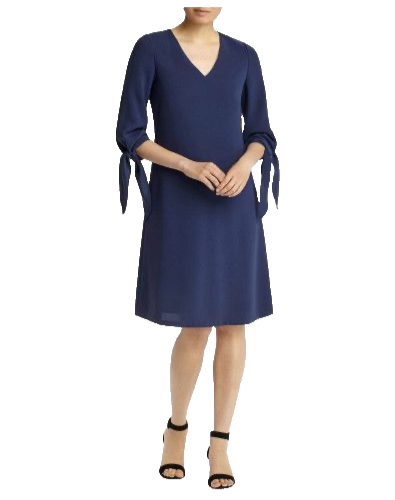 Lafayette 148 NY Kenna Split-Sleeve Finesse Crepe Dress Navy Blue Large NWT $498 - Picture 1 of 8