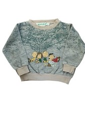 VTG Peanuts Gang Childs Sweatshirt Gray Beige Tree Flaws 1980 s Double Sided