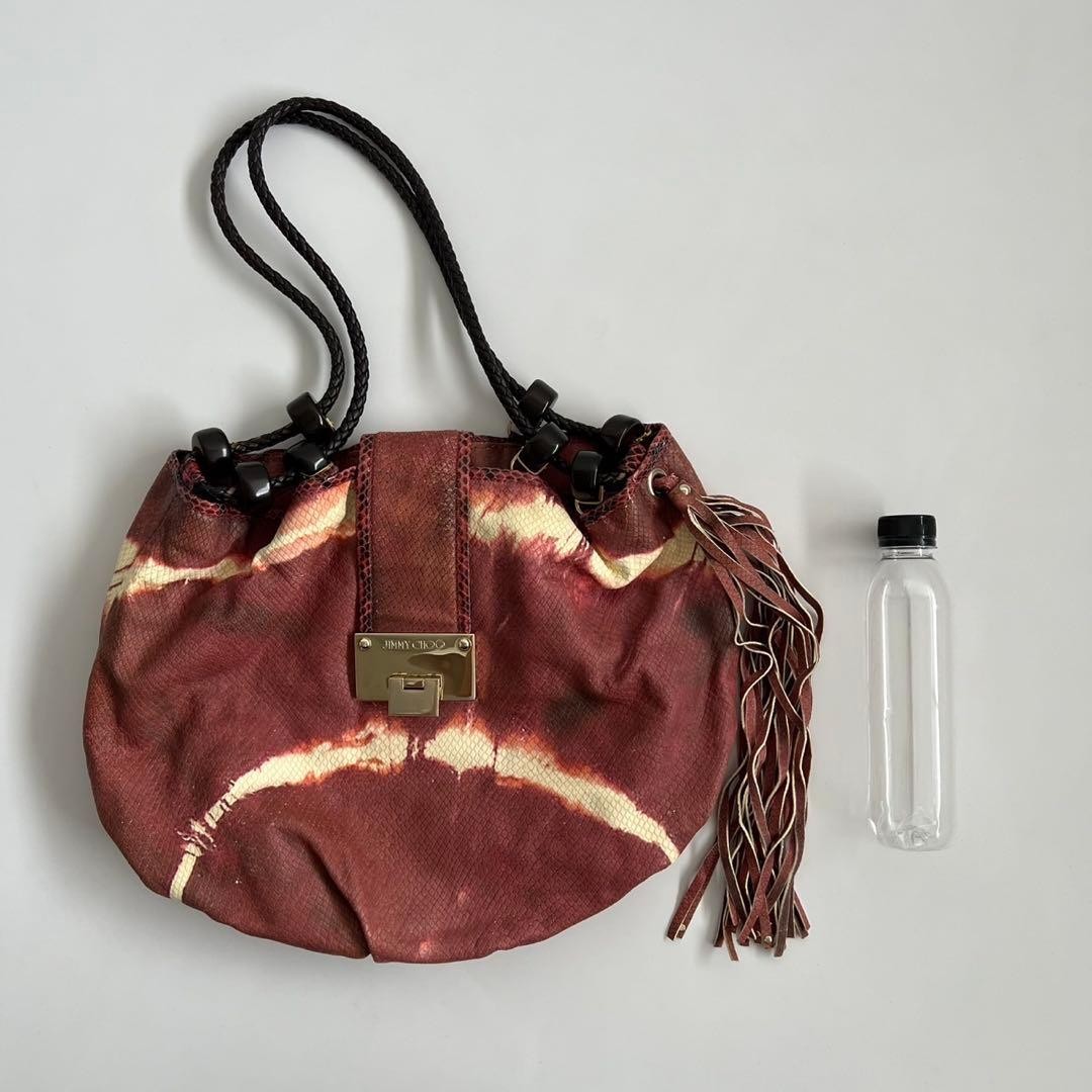 Jimmy Choo Python Fringe Tote Bag Metallic Leathe… - image 4