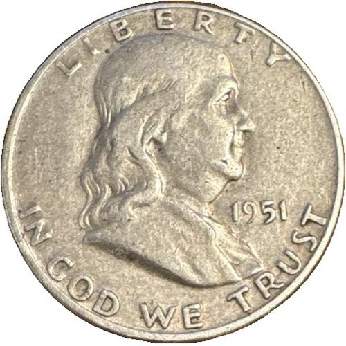 1951-D Franklin 50¢ ✔ 90% Silver ✔ Very Fine (VF) Condition ✔ @ Melt Value