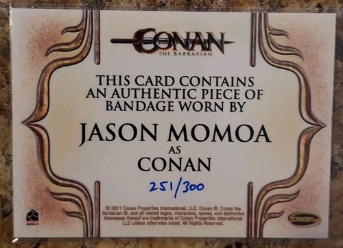 2011 Rittenhouse Conan Movie Preview Jason Momoa Autograph PSA 8 + Costume Card - Picture 5 of 6