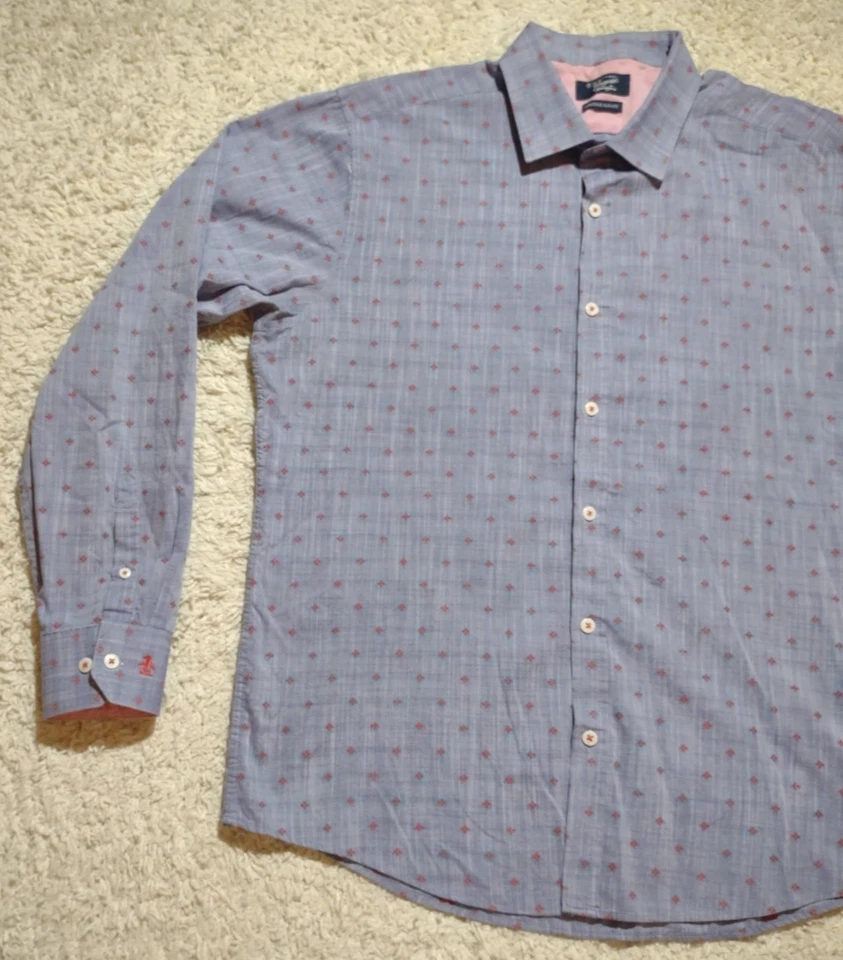 Penguin Shirt Men's Large 16-34/35 Purple Button Up Long Sleeve Geo Dress - Image 4 of 4