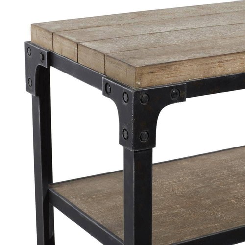 Litton Lane 48 in. Brown Rectangle Wood Industrial Console Table - Picture 7 of 9