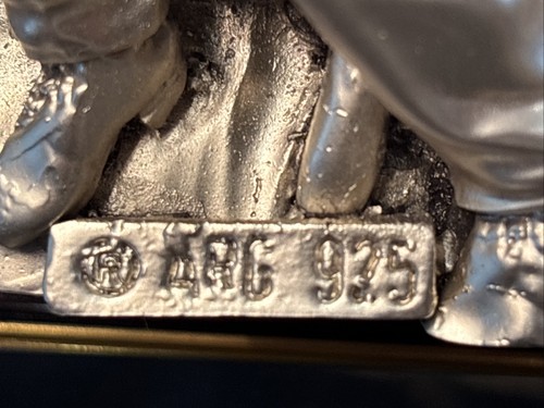 Placa de alto relieve 3D de plata esterlina "925" Italia, marco espejado, firmada 28x24 - Imagen 7 de 9