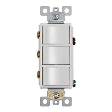 P3RW Three-Rocker Switch for Bathroom Exhaust Fan, White Wall Control Knob