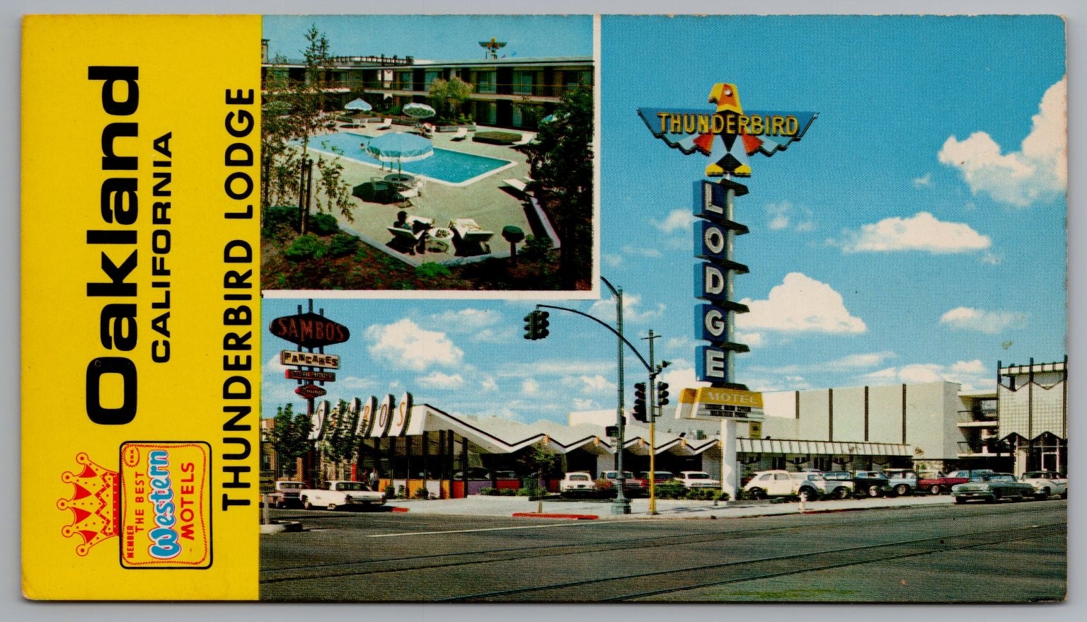 Oakland CA Sambos Thunderbird Lodge Advertising Postcard Best Western Motels